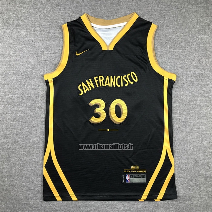 Maillot Enfant Golden State Warriors Stephen Curry NO 30 Ville 2023-24 Noir